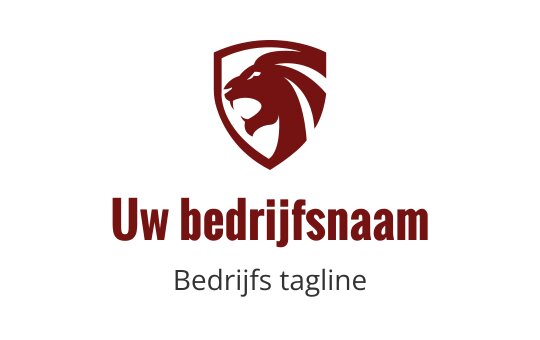 Bordeauxrood logo met een gestileerde leeuw, die kracht en moed in de tijgerindustrie vertegenwoordigt.