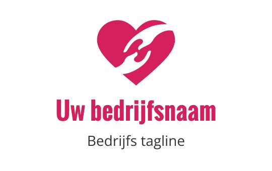 Hart logo ontwerp met verstrengelde handen in roze en zwart