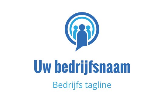 Modern blauw logo ontwerp met drie gestileerde figuren in een cirkel