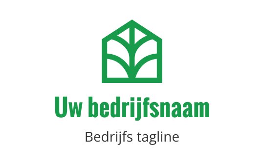 Modern groen logo ontwerp met een gestileerd blad in de vorm van een huis
