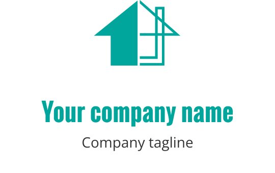 Teal logo ontwerp met een gestileerde abstracte vorm