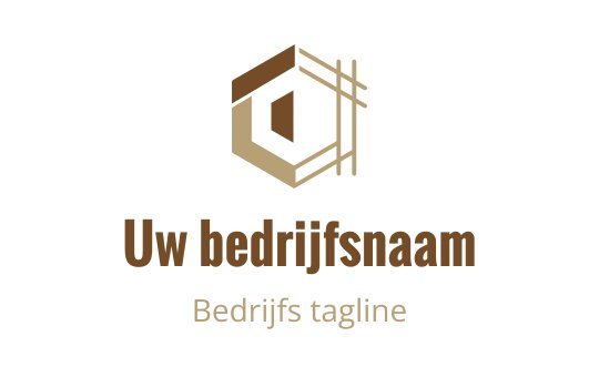 Modern hexagonaal logo ontwerp met bruine en beige geometrische elementen