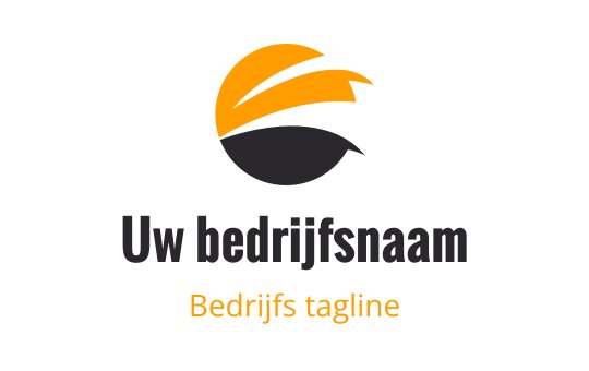 Modern logo ontwerp met een oranje en zwarte abstracte vorm
