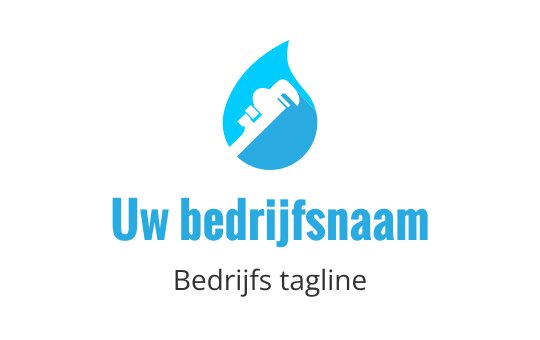 Modern blauw waterdruppel logo ontwerp met een silhouet van een moersleutel