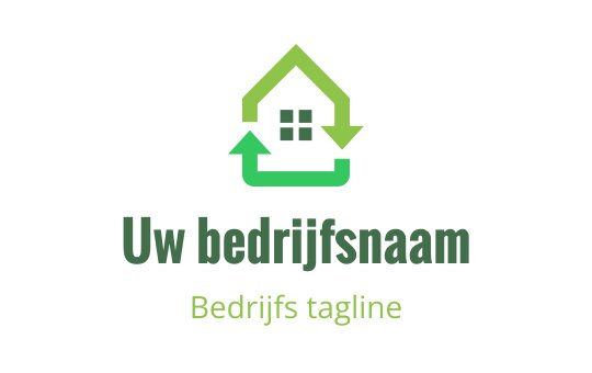 Modern groen huis logo ontwerp met pijlen en ramen