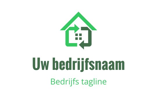 Modern groen huis logo ontwerp met pijlen en een rasterpatroon
