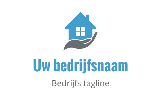 Modern huis logo ontwerp met een blauw dak en handelement