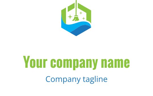 Modern hexagonaal logo ontwerp met een bel en golf elementen
