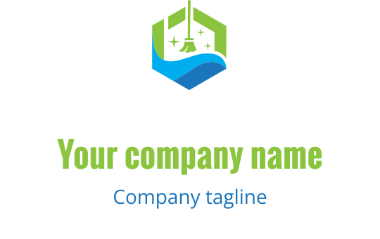 Modern hexagonaal logo ontwerp met een bel en golf elementen