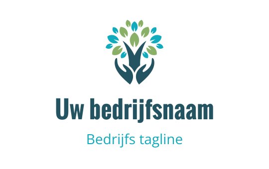 Modern logo ontwerp met een boom, groene bladeren en handen