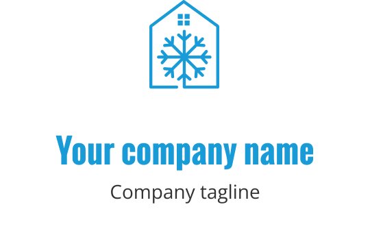 Modern blauw logo ontwerp met een gestileerde airconditioning eenheid