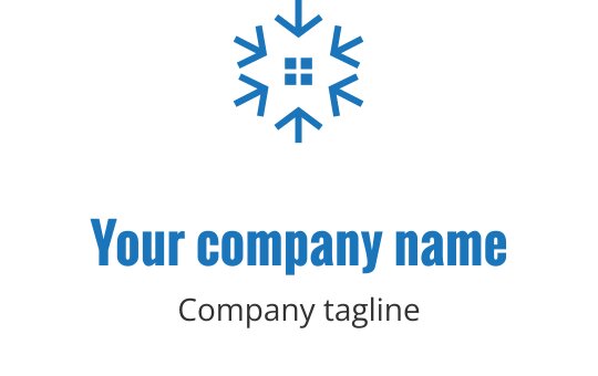Modern blauw sneeuwvlok logo ontwerp met een venster element