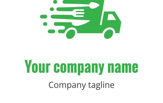Dynamisch groen bezorgtruck logo ontwerp met bewegingslijnen